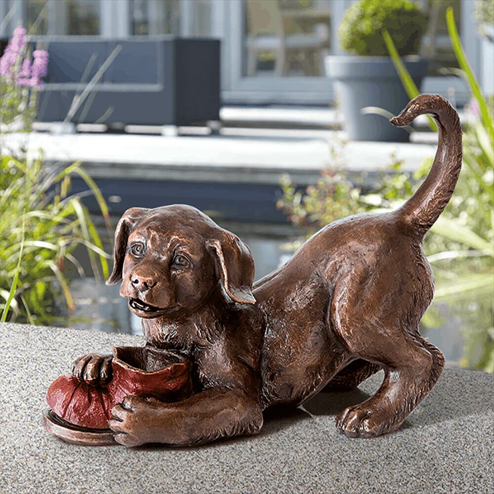  Hundewelpen Spielen - Bronzefiguren Set - Spielende Welpen