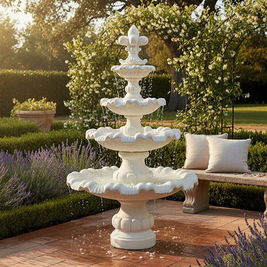  Imposanter Garten Springbrunnen Aus Steinguss - Vier Kaskaden - Lena