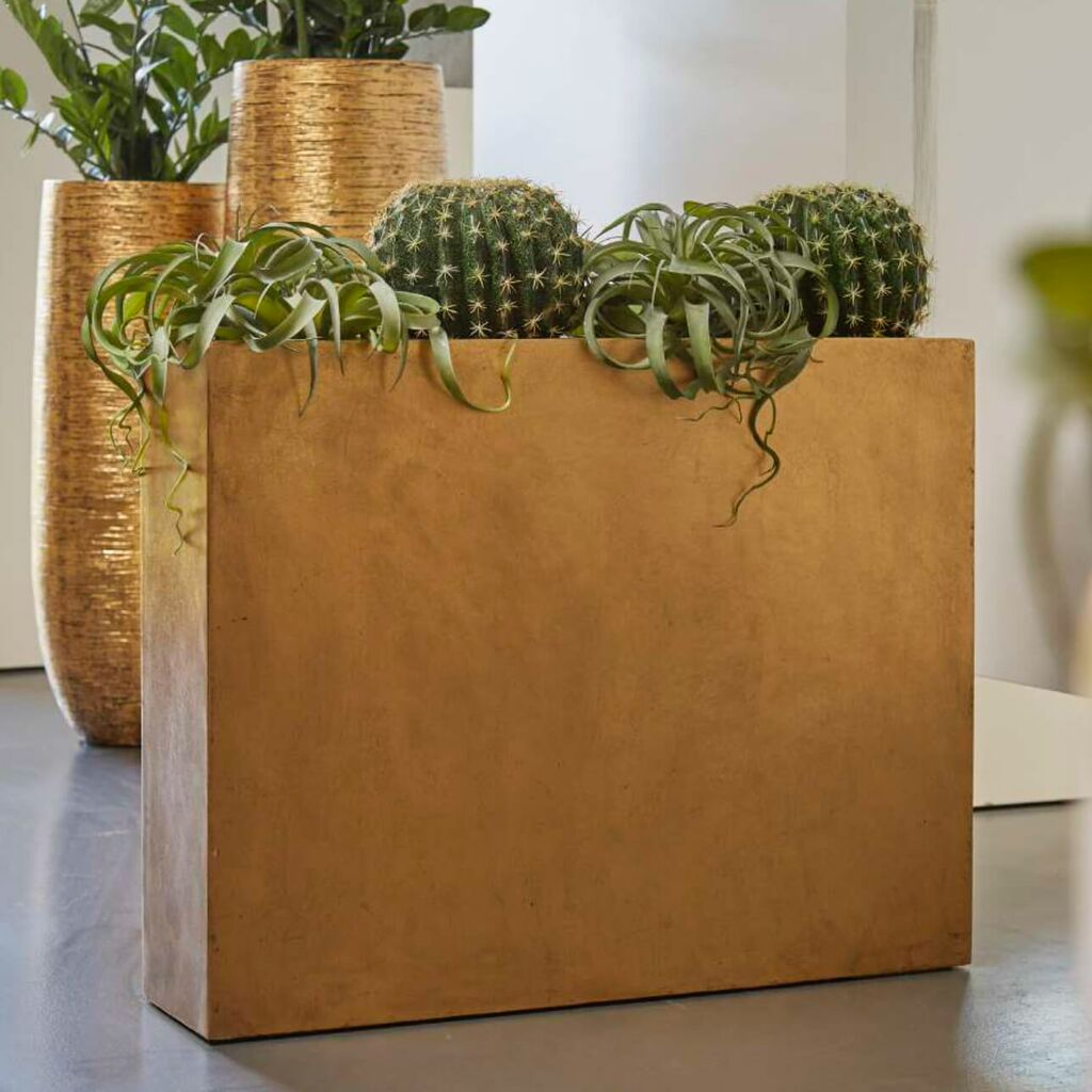  Indoor Raumteiler Zum Bepflanzen Aus Polystone - Gold - Mit Einsätzen - Moussa