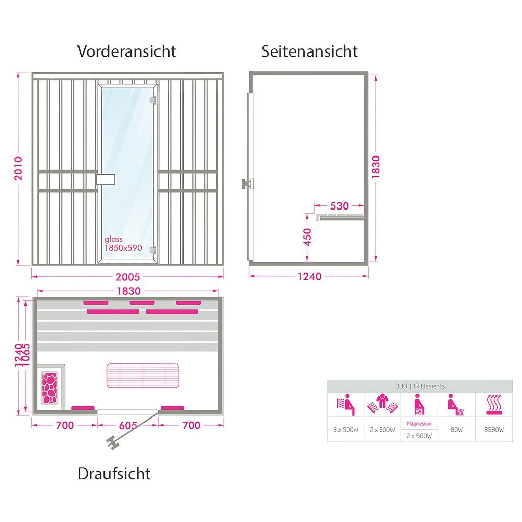  Indoor Sauna & Infrarot Kombination Aus Holz Für Zu Hause - Vollausgestattet - Amneria