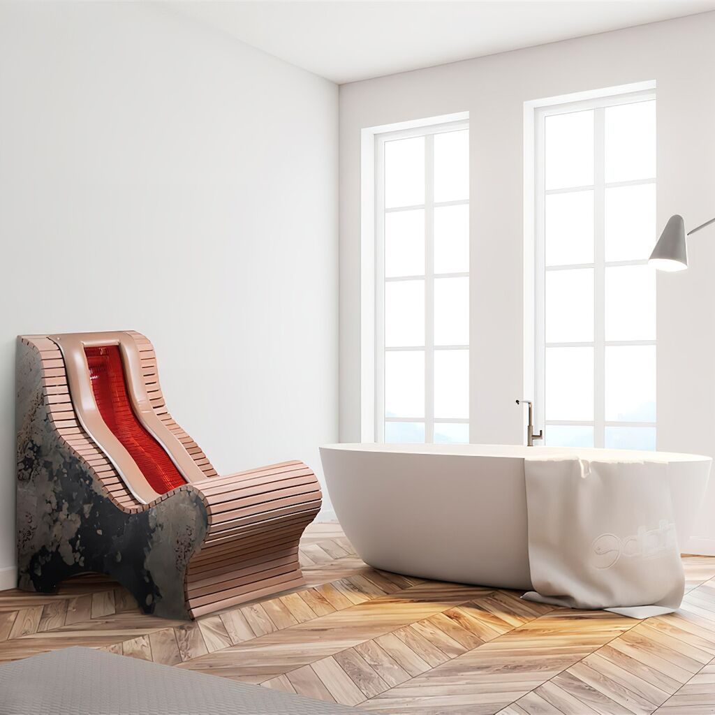  Infrarot Loungebank Aus Holz Mit Eingebauten Strahler Für Wärmetherapie - Edis
