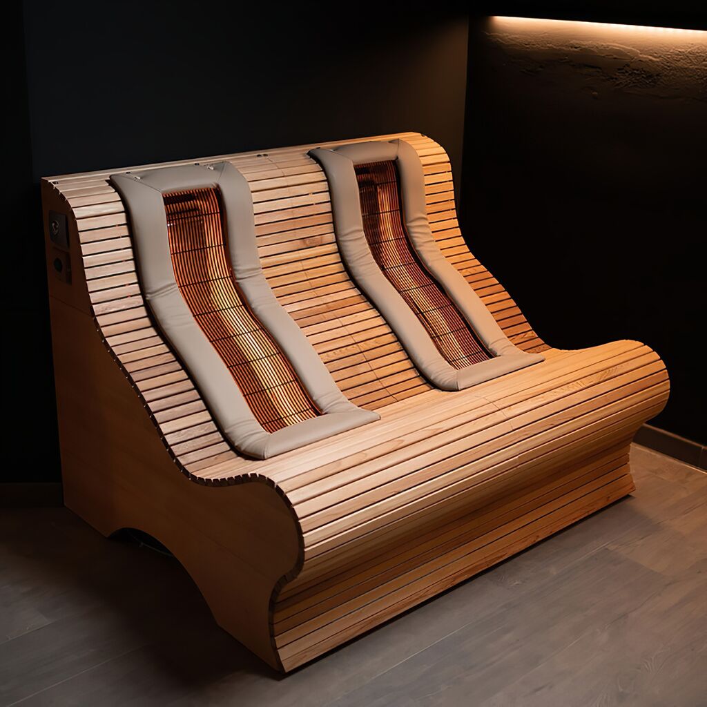  Infrarot Loungebank Aus Holz Mit Eingebauten Strahler Für Wärmetherapie - Edis