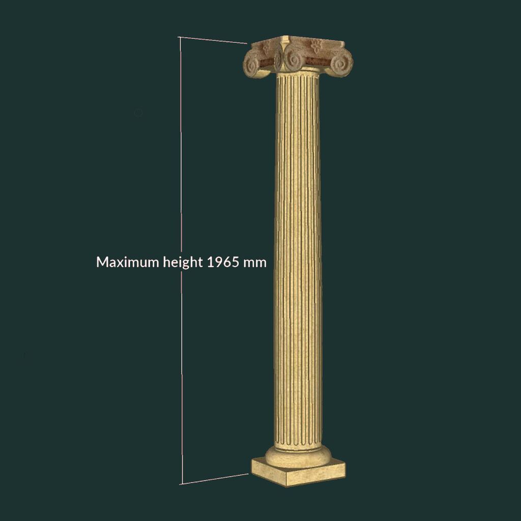  Ionische Steinsäule - Rund - Mit Geriffelter Oberfläche - Chelmsford Fluted