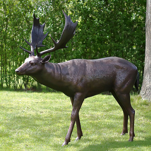  Junger Hirschbulle Als Garten Bronzeskulptur - Lebensgröße - Hirsch Mera