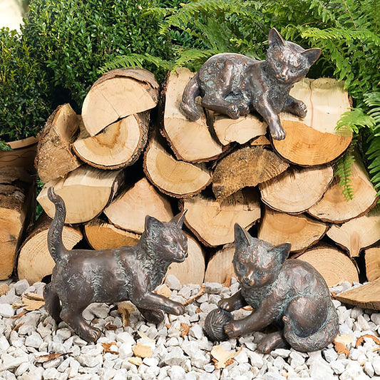  Kätzchen Aus Bronze - Set Aus 3 Tierfiguren - Katzenjunge