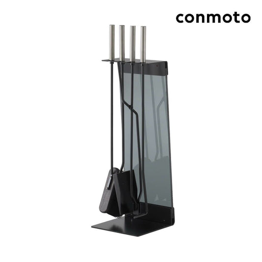  Kaminzubehör - Standbesteck Mit Glas - Anthrazit - Teras Kaminbesteck