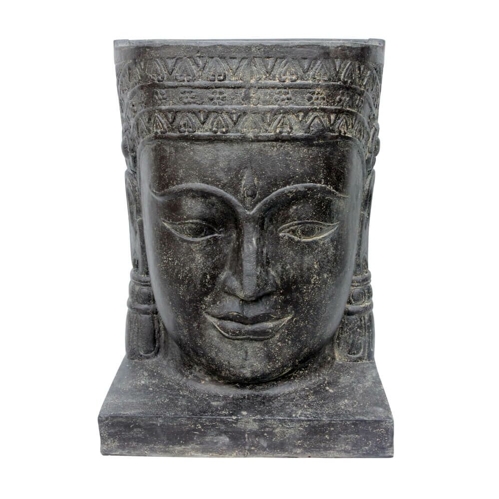  Khmer-Kopf Wasserspiel Aus Steinguss Mit Sockel - Kefali