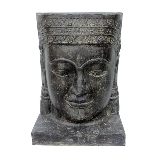  Khmer-Kopf Wasserspiel Aus Steinguss Mit Sockel - Kefali