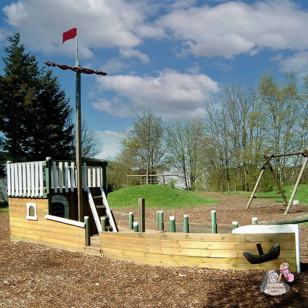  Kinder Piratenschiff Aus Holz Mit Segel Für Den Spielplatz Oder Garten - Spielschiff Bounty