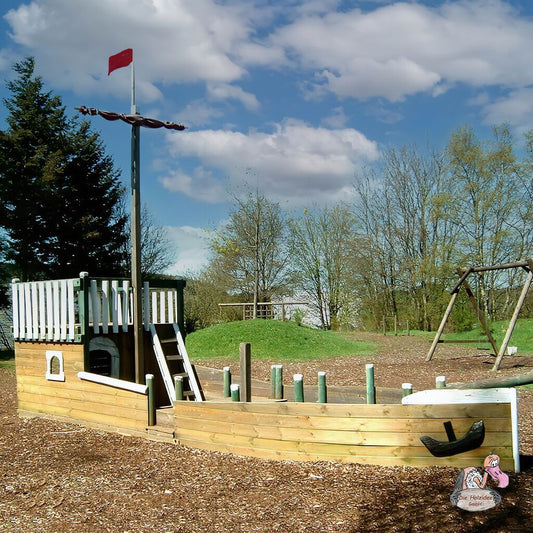  Kinder Piratenschiff Aus Holz Mit Segel Für Den Spielplatz Oder Garten - Spielschiff Bounty