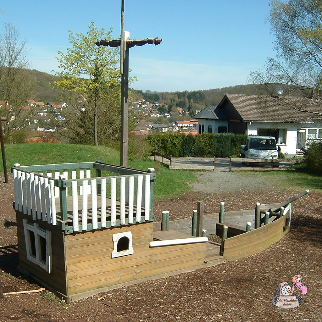  Kinder Piratenschiff Aus Holz Mit Segel Für Den Spielplatz Oder Garten - Spielschiff Bounty