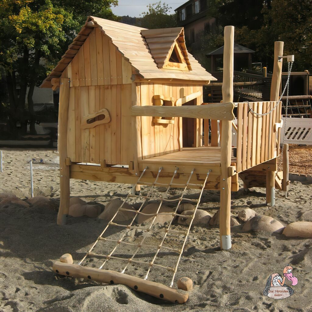  Kinderspielhaus Aus Robinienholz Für Den Spielplatz Oder Garten - Stelzenhaus Kirsten