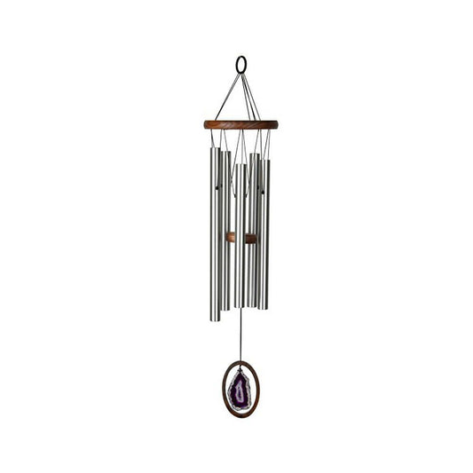  Klangspiel Aus Holz Und Metall Mit Lila Applikation - Agate Chime - Lila