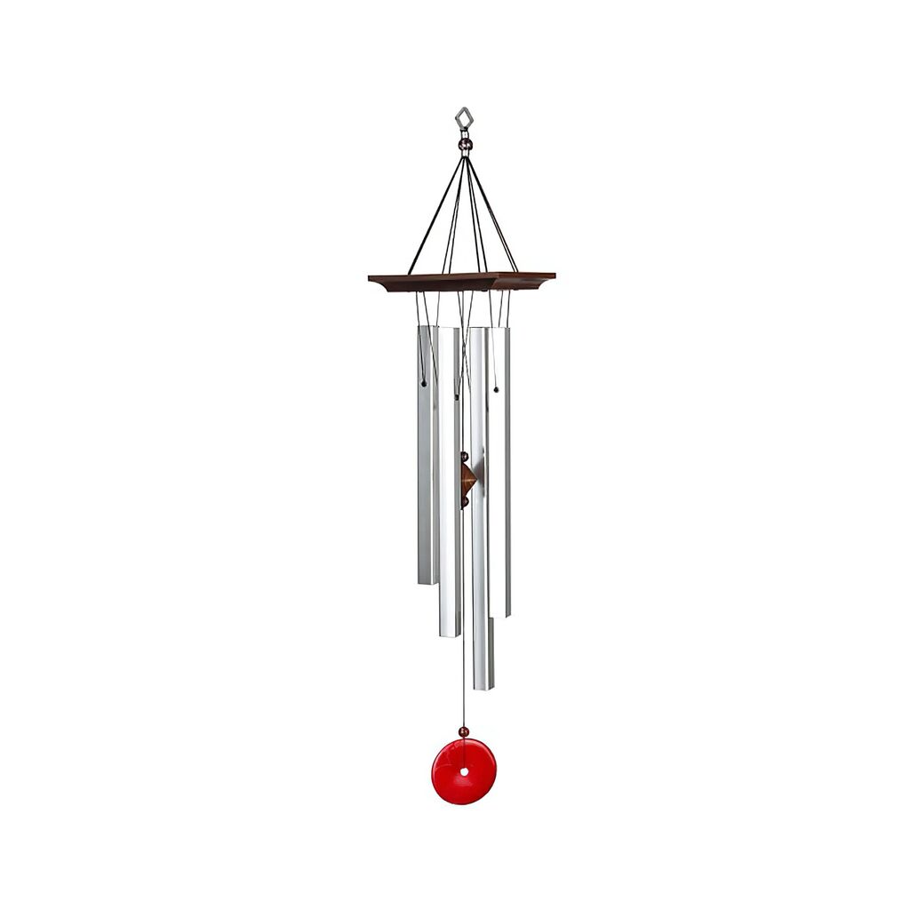  Klangspiel Im Eckigen Design Mit Roter Appliaktion - Red Jasper Chime