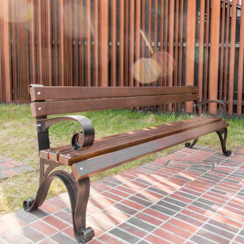  Klassische Holz Und Gusseisen Bank Mit Armlehne Für Den Garten - Elice