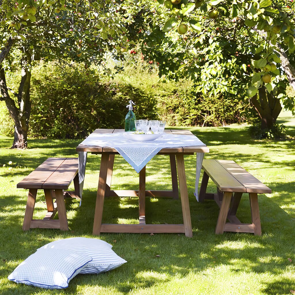  Klassische Outdoor Sitzbank Aus Teakholz Ohne Rückenlehne - Gartenbank Elvina
