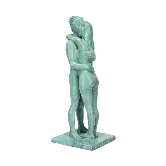  Kleine Dekofigur Aus Bronze - Pärchen - Grüne Patina - Liebespaar