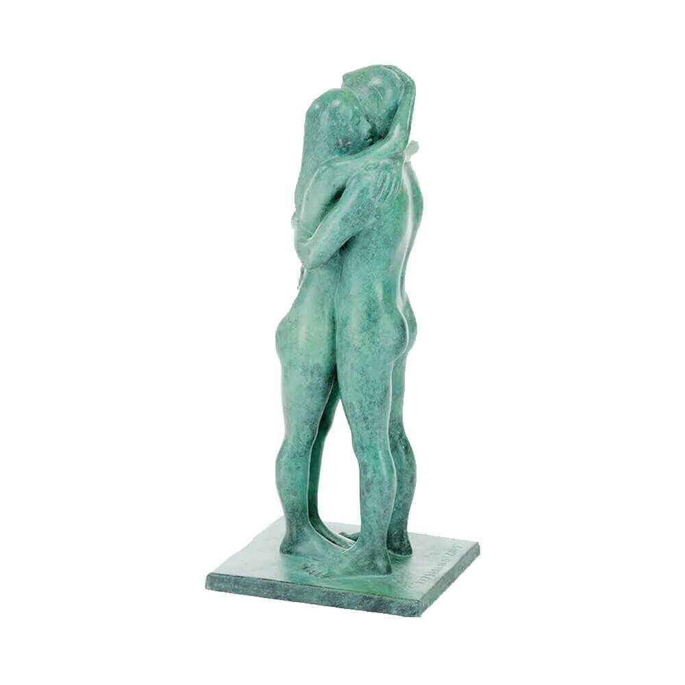  Kleine Dekofigur Aus Bronze - Pärchen - Grüne Patina - Liebespaar