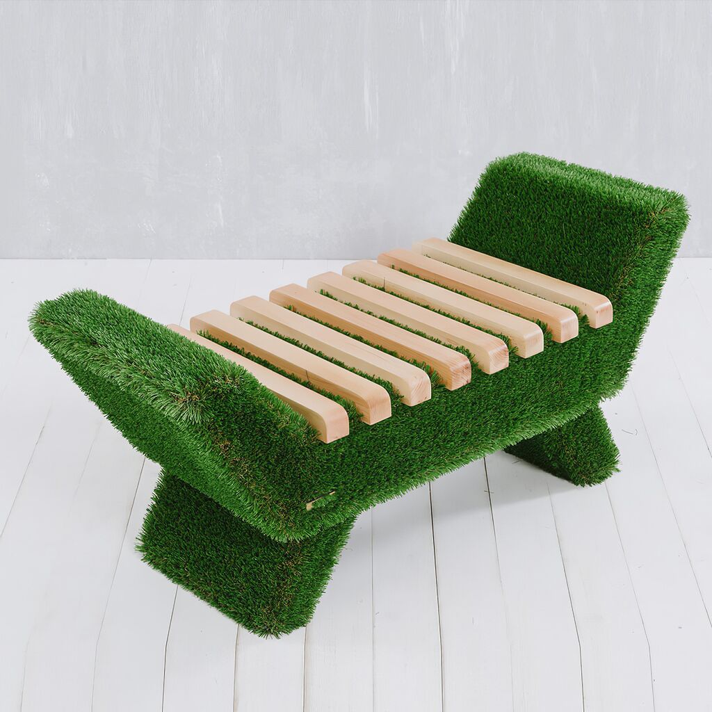  Kleine Gartenbank - Holz, GFK & Kunstrasen - Topiary - Fenke