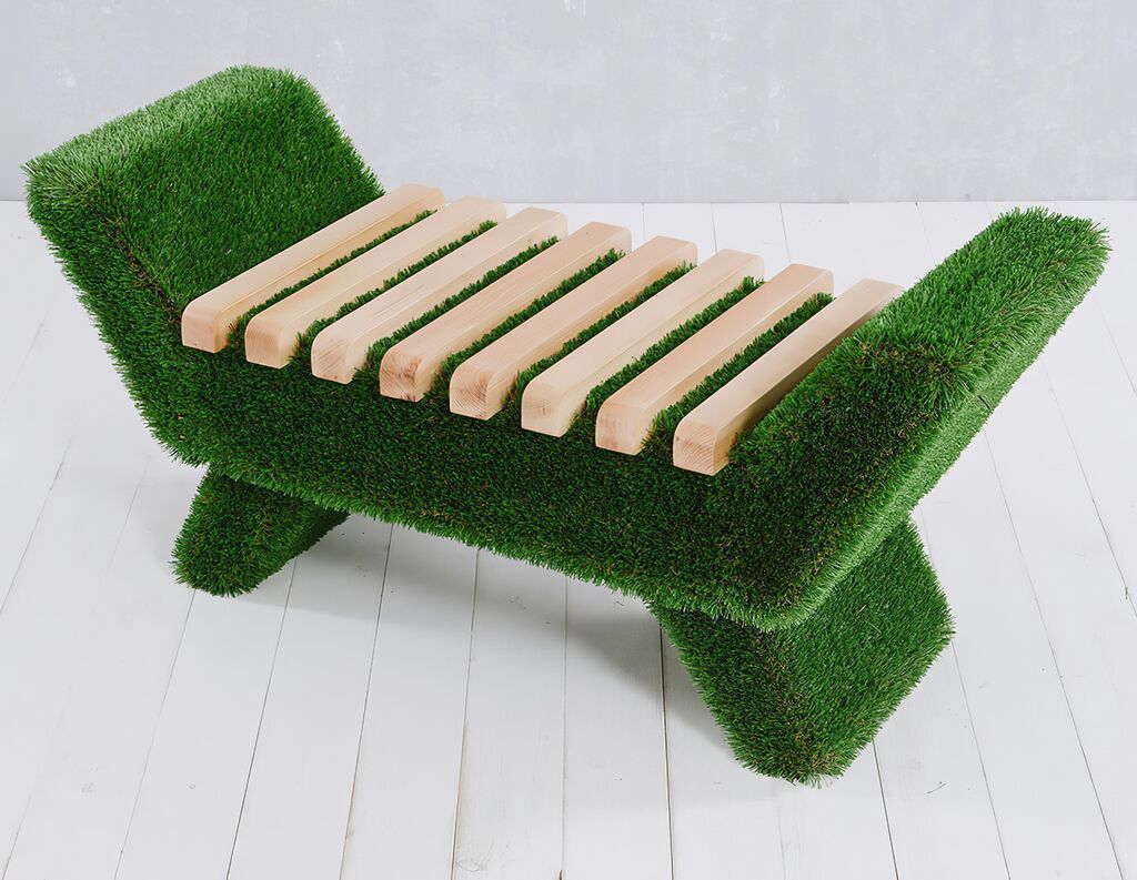  Kleine Gartenbank - Holz, GFK & Kunstrasen - Topiary - Fenke