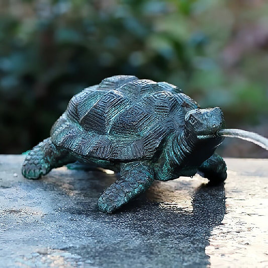  Kleine Schildkröte Als Wasserspeier Aus Bronze Mit Türkiser Patina - Schildkröte Mo