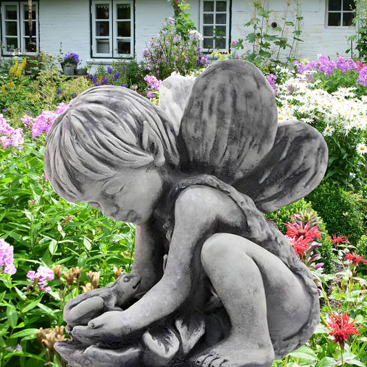  Kleine Stein Gartenelfe Mit Frosch Als Deko - Dryadalis Ranae