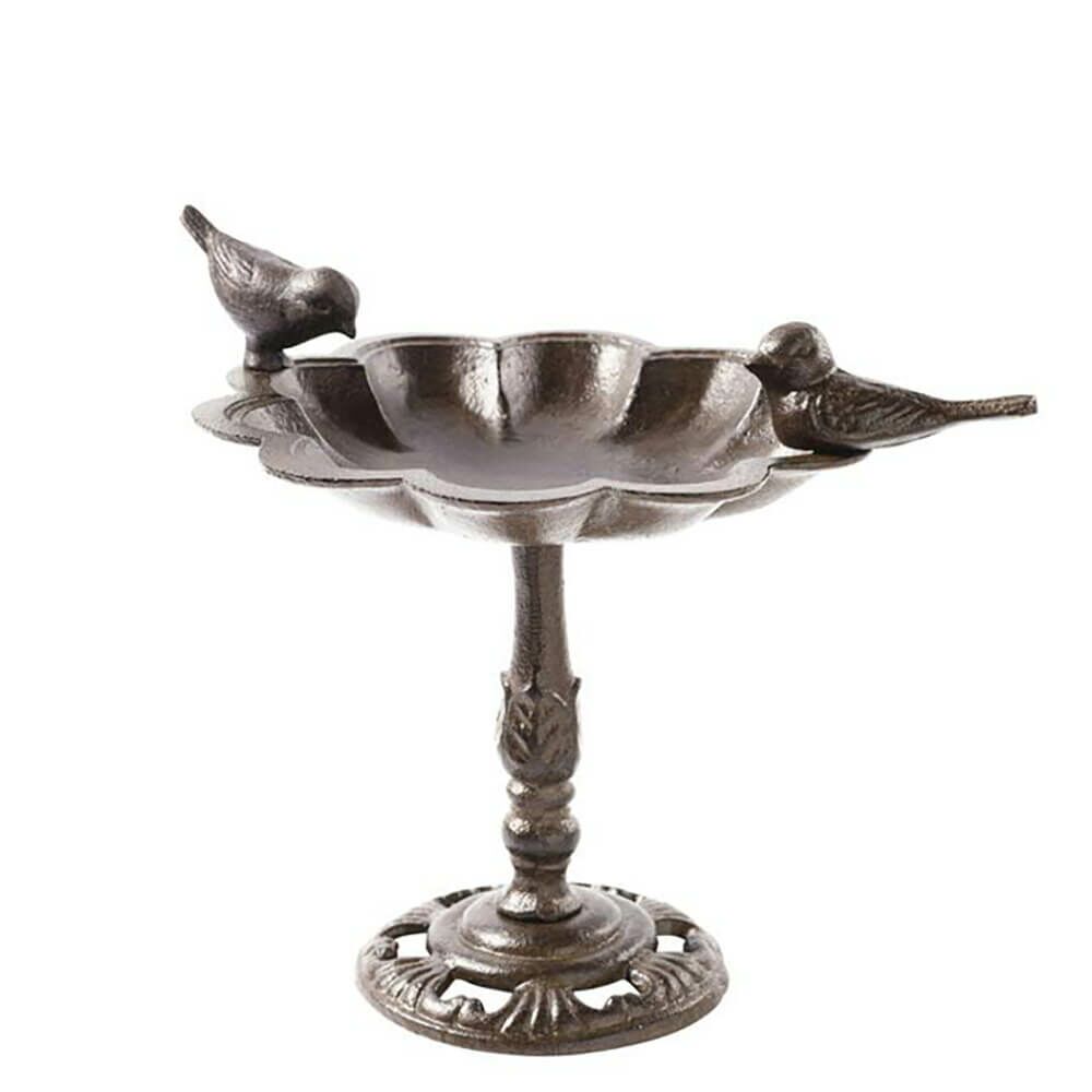  Kleine Vogeltränke Aus Metallguss Mit Vogelfiguren - Braun - Vogelbad Kero