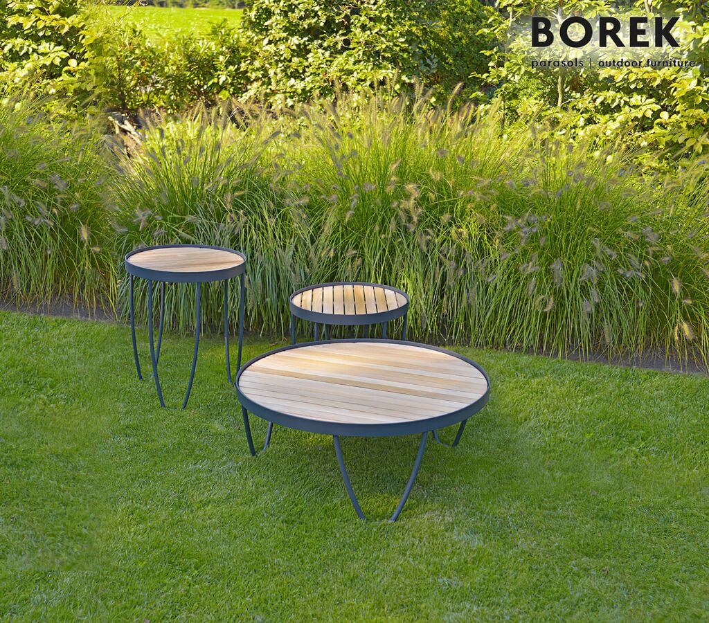  Kleiner Beistelltisch Für Den Garten - Borek - Edelstahl & Holz - Rund - Pesaro Beistelltisch