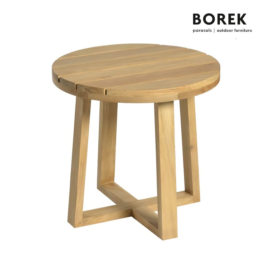  Kleiner Beistelltisch Rund Aus Teakholz - 48cm - Beistelltisch Lazise