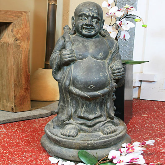  Kleiner Buddha Mönch Stehend Aus Natur Steinguss