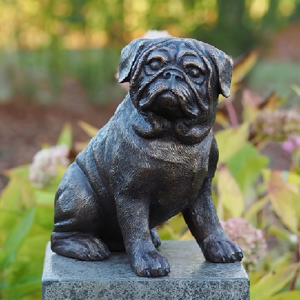  Kleiner Deko Hund - Mops Aus Bronze - Mopo