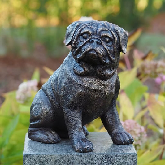  Kleiner Deko Hund - Mops Aus Bronze - Mopo