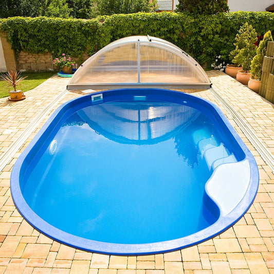  Kleiner Garten Pool - Komplettset - Ovales Glas-Verbundbecken - 300x450cm - Inklusive Treppe - Langlebig - Venedig Amber