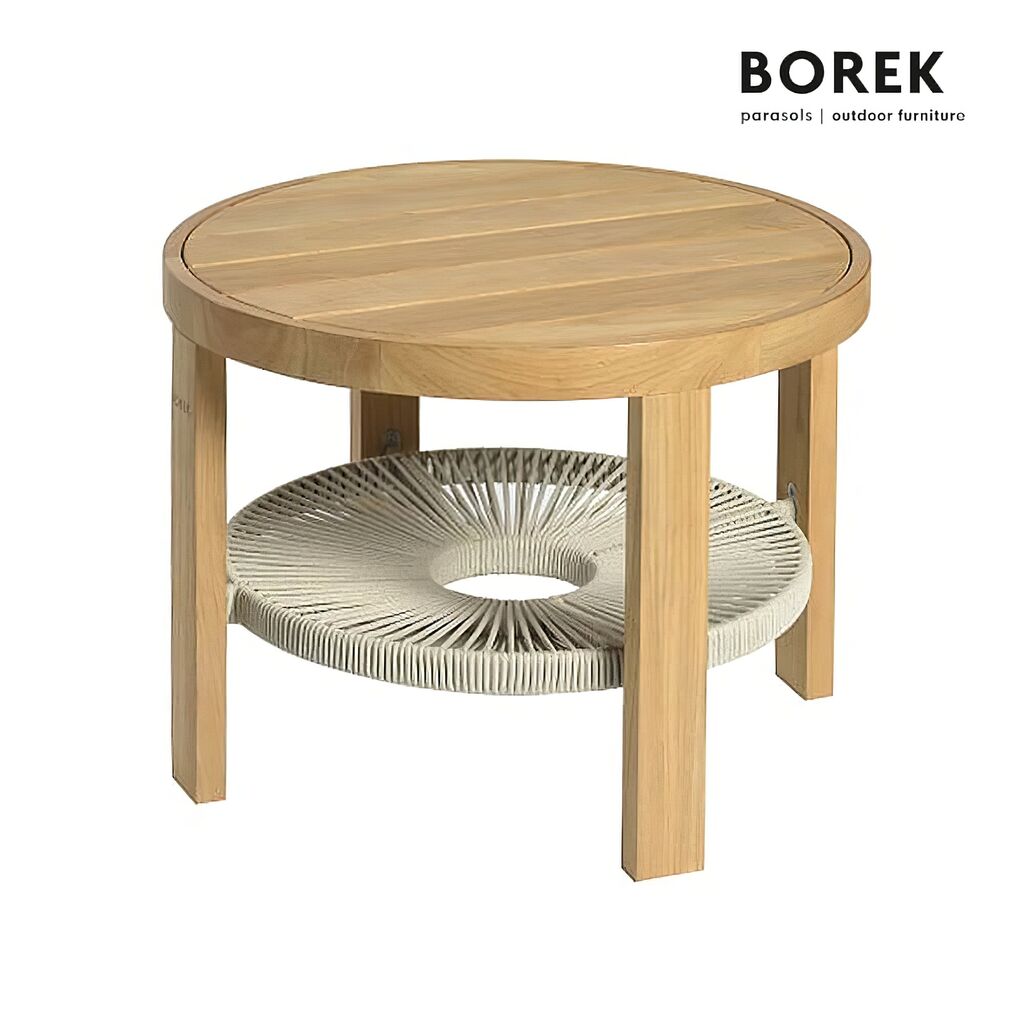  Kleiner Gartentisch Rund Aus Teakholz Und Rope - Beistelltisch Chepri