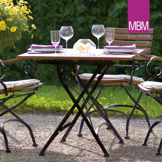  Kleiner MBM Gartentisch Aus Schmiedeeisen & Resysta - 85x85cm - Klappbar - Tisch Brazil