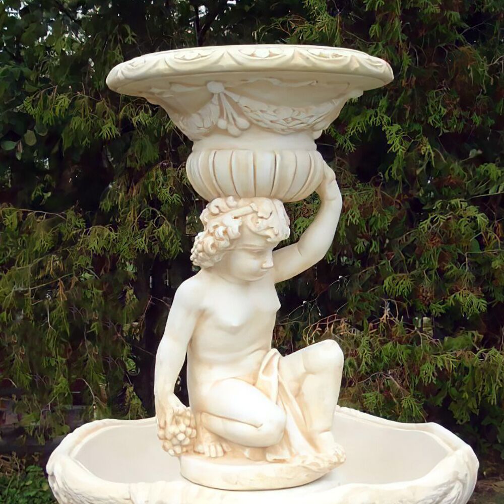  Kleiner Steinguss Springbrunnen Mit Weingott Bacchus - Aurelio