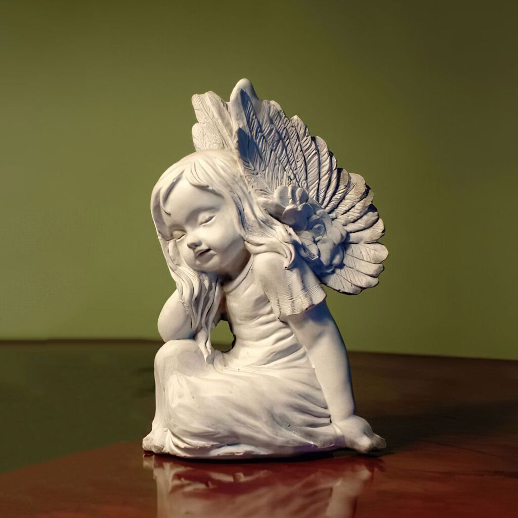  Kleines Engel Mädchen Als Dekorative Steinguss Skulptur - Elaria