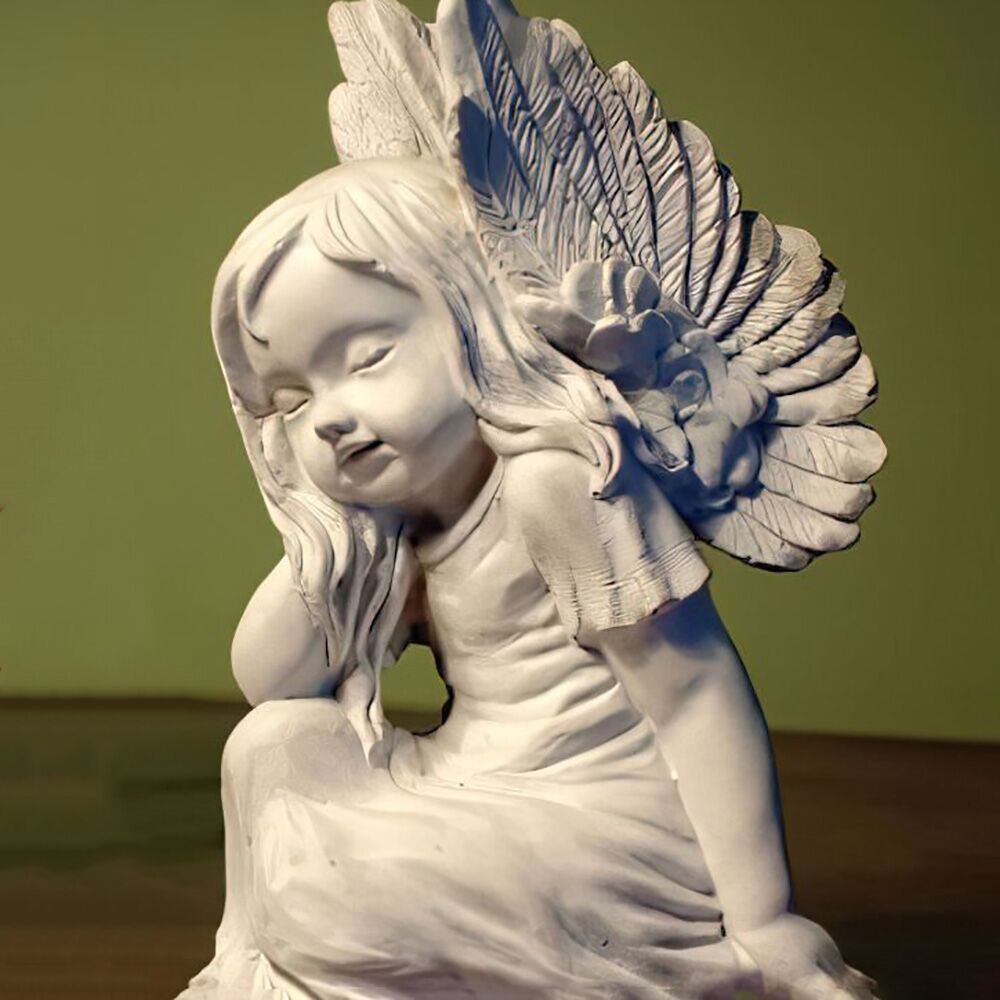  Kleines Engel Mädchen Als Dekorative Steinguss Skulptur - Elaria