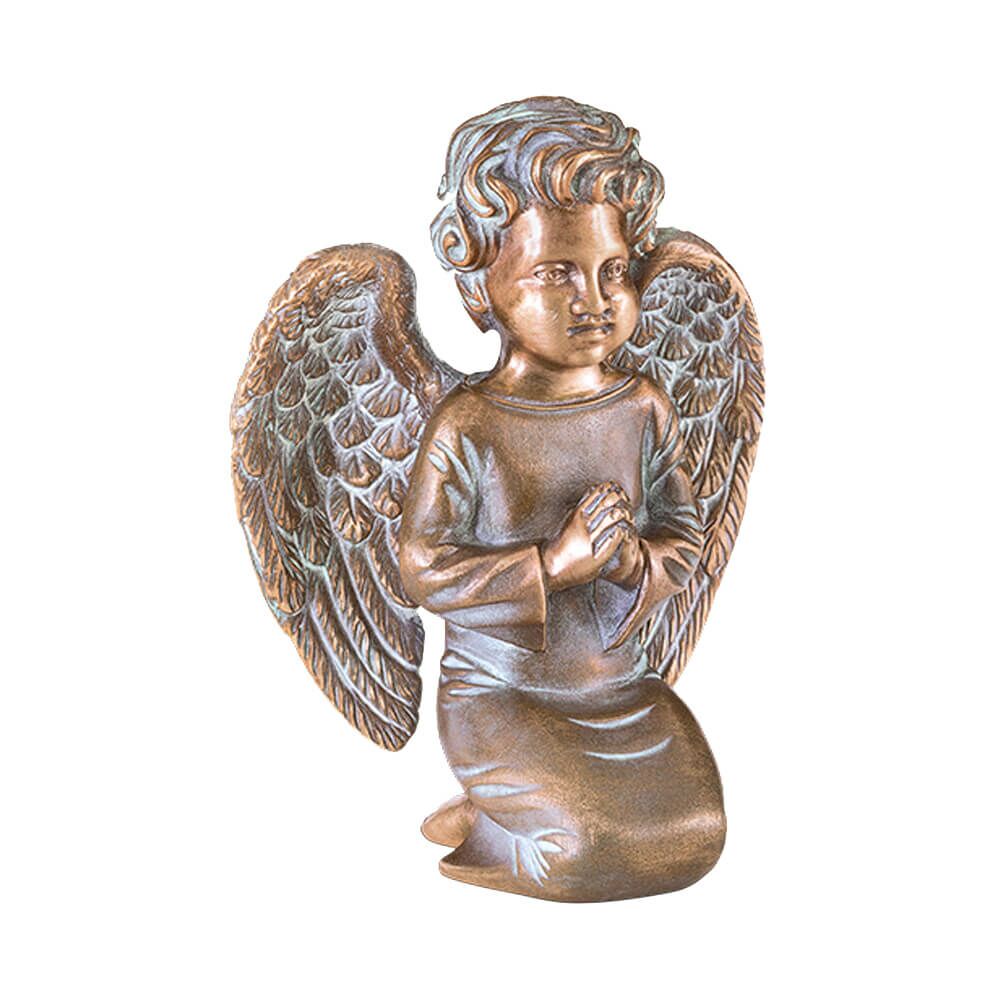  Kniender Bronze-Engel - Kleine Gartenfigur - Angeloi