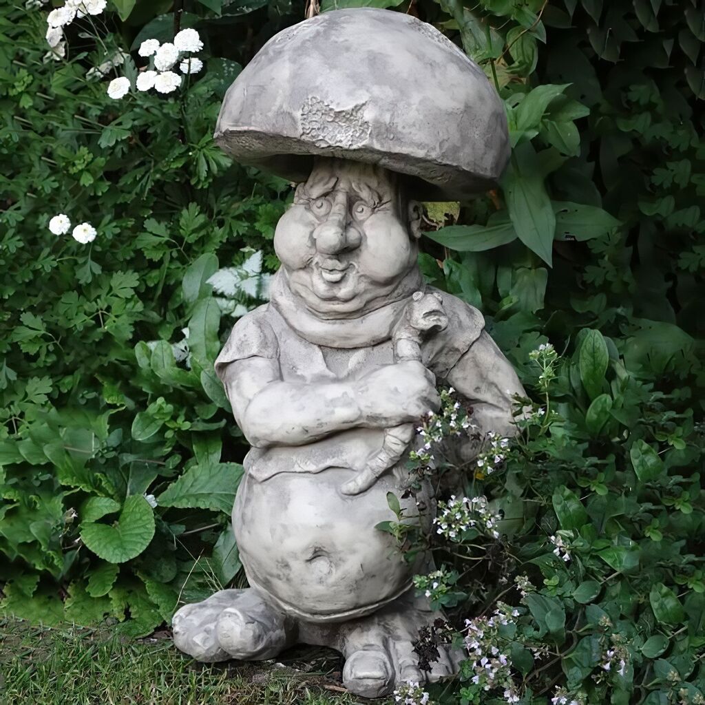  Kobold Dekofigur Für Den Garten Aus Steinguss Mit Pilzhut - Malio