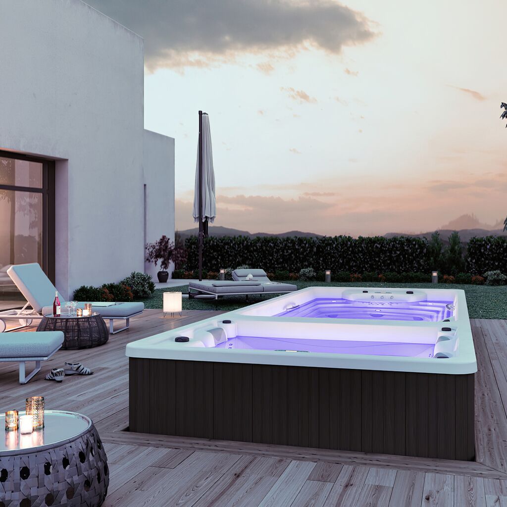  Kombination Aus XXL Whirlpool Und Schwimm Spa Für Den Garten - Astarte