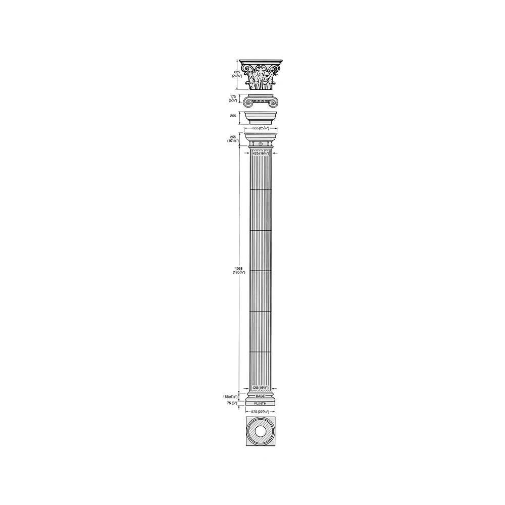  Korinthische Steinsäule Gerades Design Individuell - Seleferth