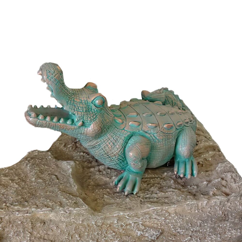  Krokodil Wasserspeier Auf Stein Für Die Gartenteich Dekoration - Emilos