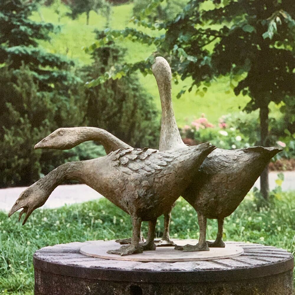  Künstlerfigur Gans Aus Bronze In Limitierter Edition - Gans Kopf Hochgereckt