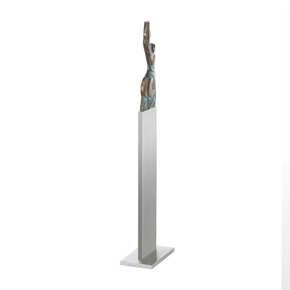  Künstlerfigur Mit Stele - Aktstatue Aus Bronze - Venusische Zeichen Unter Der Haut