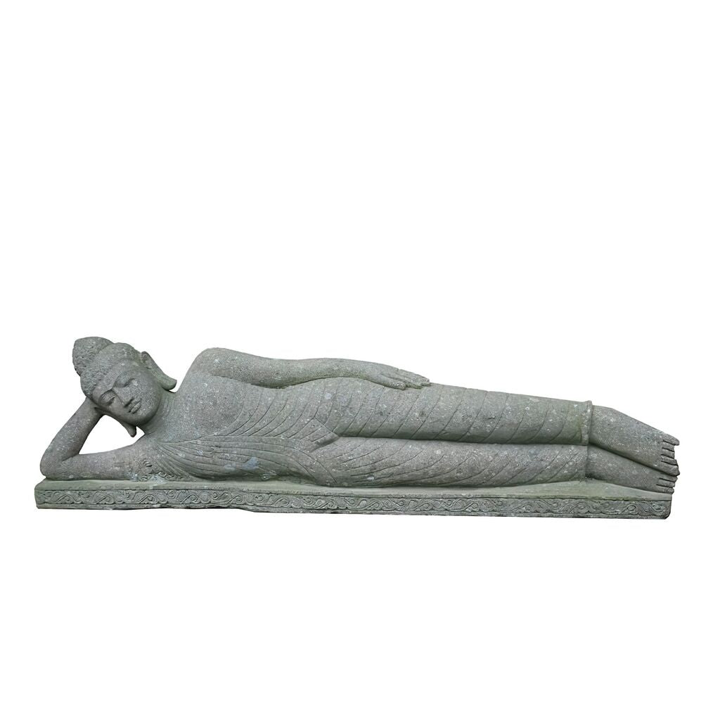  Kunstvolle Buddhaskulptur Liegend Unikat In Naturstein