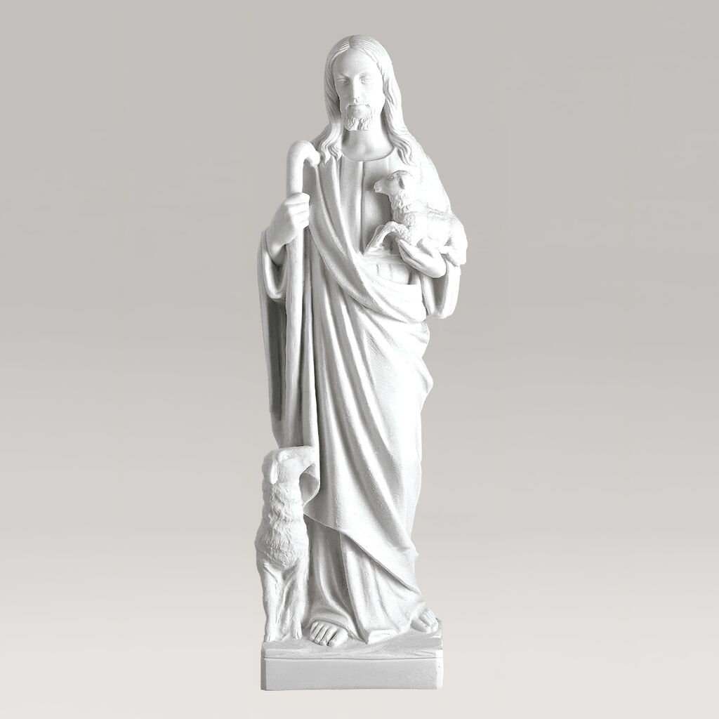  Kunstvolle Skulptur Jesu Für Den Garten Aus Marmorguss - Jesus Als Hirte
