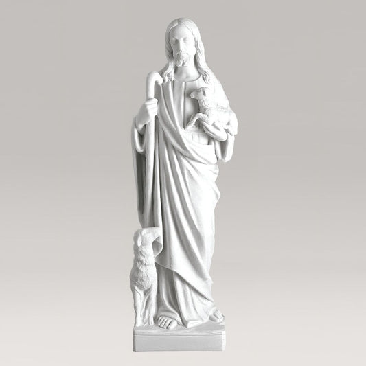  Kunstvolle Skulptur Jesu Für Den Garten Aus Marmorguss - Jesus Als Hirte