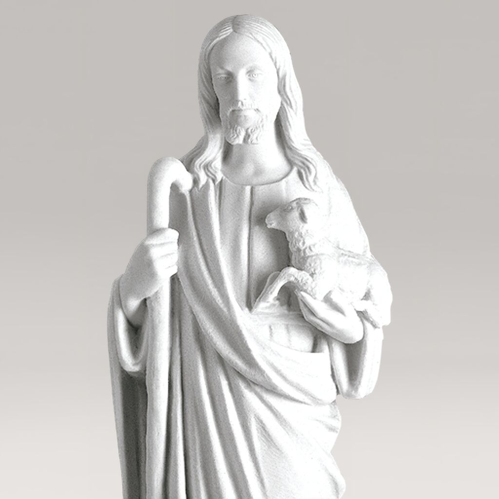  Kunstvolle Skulptur Jesu Für Den Garten Aus Marmorguss - Jesus Als Hirte