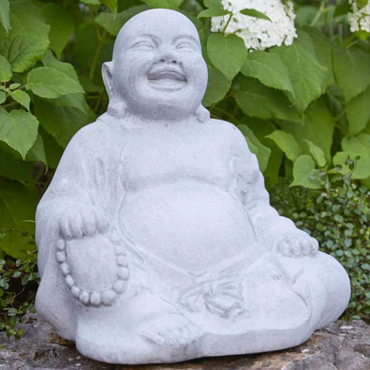  Lachender Buddha Aus Polystone - Zement Optik - Noli